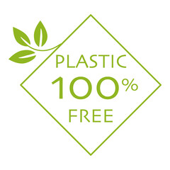 plastic free icon with green leaves