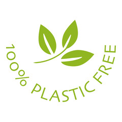 plastic free icon with green leaves
