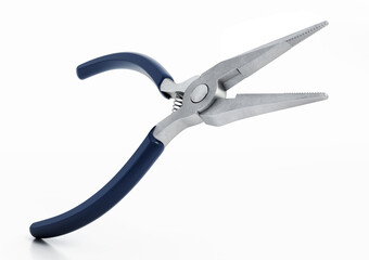 Long nose pliers isolated on white background. 3D illustration
