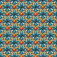 illustration vector of elegant colorful flower seamless tile art deco painting good for wallpaper