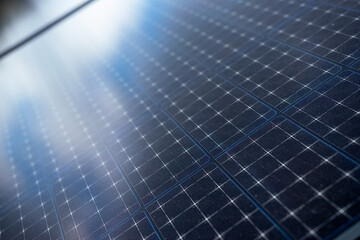 Detail of solar panels. Renewable sources of electricity. Photovoltaic cells close up