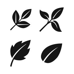 Set Black Vector Icons Leaves