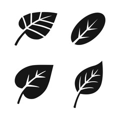 Set Black Vector Icons Leaves