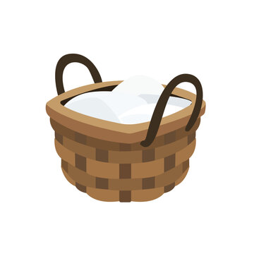 Wicker Laundry Basket Vector Hamper