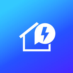 electricity in house vector white icon
