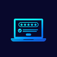 positive feedback, rating icon with five stars