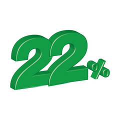 22 twenty two 3d plastic effect number percentage symbol