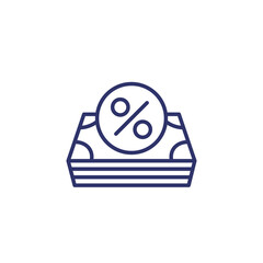 loan line icon, money and percent
