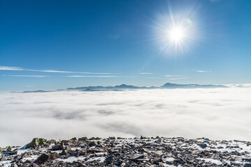 Winter forest and in mountain region. Winter vacations
