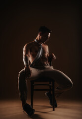 Silhouette of a man posing