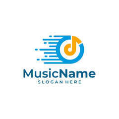 Obraz premium Fast Music Logo Template Design Vector, Emblem, Design Concept, Creative Symbol, Icon