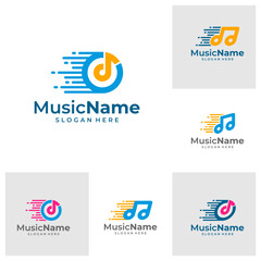 Set of Fast Music Logo Template Design Vector, Emblem, Design Concept, Creative Symbol, Icon