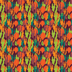 Colorful spring leaves seamless pattern with dark background 