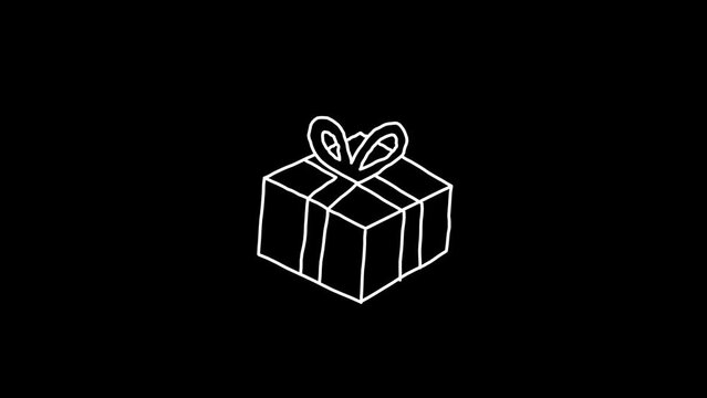 Gift Box Christmas Doodle Animation Alpha Background