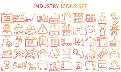 Fototapeta na wymiar Industry icons set. energy, construction, production, manufacturing, power station, mine, warehouse and more. use for modern UI or UX kit, and app. vector EPS 10 ready convert to SVG.