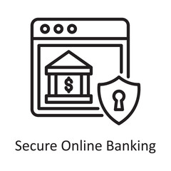 Secure Online Banking Vector Outline Icon Design illustration. Banking and Payment Symbol on White background EPS 10 File