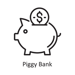 Piggy Bank Vector Outline Icon Design illustration. Banking and Payment Symbol on White background EPS 10 File