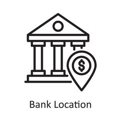 Bank Location Vector Outline Icon Design illustration. Banking and Payment Symbol on White background EPS 10 File