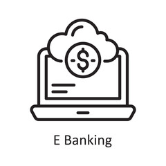 E Banking Vector Outline Icon Design illustration. Banking and Payment Symbol on White background EPS 10 File