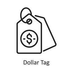 Dollar Tag Vector Outline Icon Design illustration. Banking and Payment Symbol on White background EPS 10 File