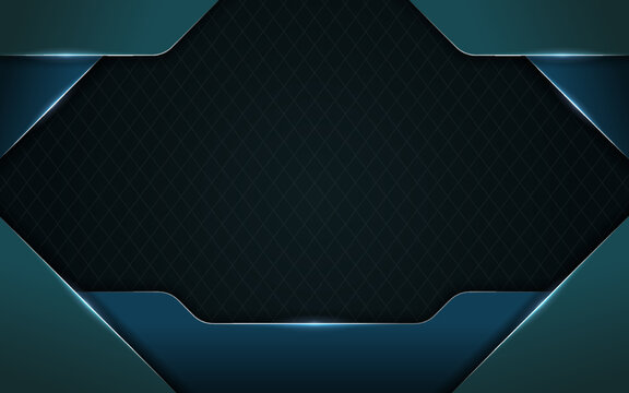 Abstract Modern 3D Overlap Dark Blue Green with Glowing White Line Premium Textured Background