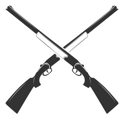Shotgun cross icon. Gun symbol. Hunting club logo