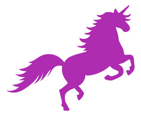 Unicorn reared up. Mythology horse creature silhouette