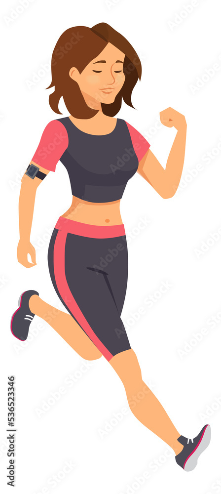 Poster running woman. athlete on competition. marathon training