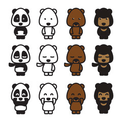 set of funny cartoon animals