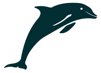 Jumping dolphin logo. Black sea animal icon