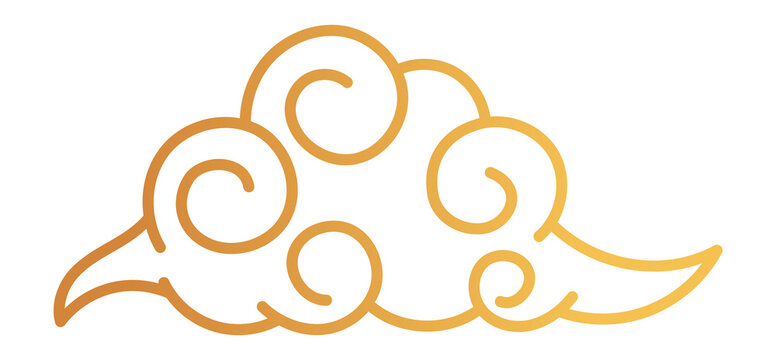 Cloud golden pattern element in curly line style