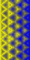 geometric triangular ribbon pattern and design in blue and yellow colours in support of Ukraine
