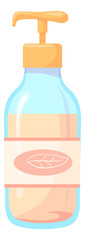 Cartoon plastic dispenser. Cosmetic bottle with pump