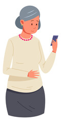 Old woman with smarthone. Senior using mobile phone