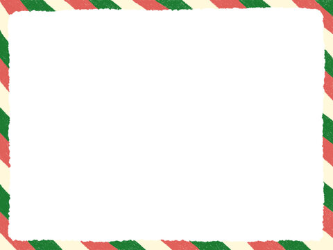 Red and Green Christmas decoration frame simple hand drawn illustration / 赤と緑 クリスマスの装飾フレーム  シンプルな手描きイラスト