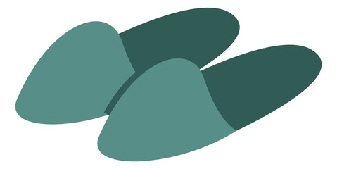 Slippers pair. Green cozy comfortable home footwear