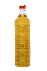 A plastic bottle of Wine vinegar. It is the result of two successive fermentation, alcoholic fermentation and acetic fermentation. Isolated for mockup