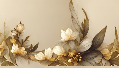 luxury lotus wallpaper, lotus design, line art, golden lotus. 3d rendering. Raster illustration.