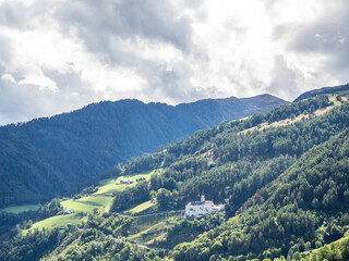 Fototapeta na wymiar landscape in South Tyrol in Italy and Marienberg Abbey