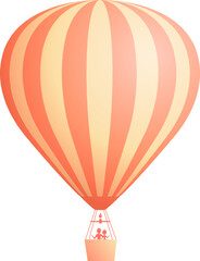 Hot air balloon travel adventure vector illustration set. White cloud on summer blue sky, collection of rainbow colors hot air balloons or airships for sale banner promotion. Clipping mask applied.