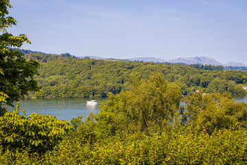 Windermere lake in Lake District, a region and national park in Cumbria in northwest England