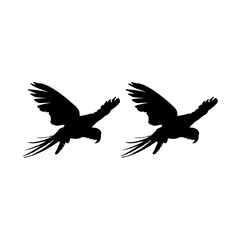 Flying Pair of the Macaw Bird Silhouette for Logo, Pictogram, Art Illustration, Website or Graphic Design Element. Vector Illustration 