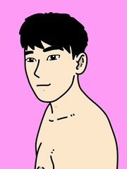 cute man cartoon on pink background