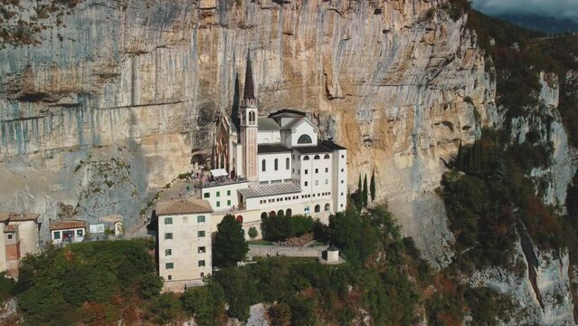Madonna della corona monastery in Italy, dolomites.