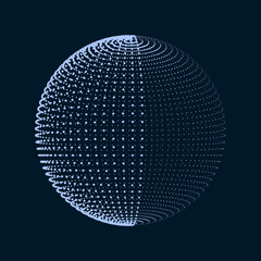 Abstract sphere from dots. Technological background. Analysis of virtual reality. Vector illustration.
