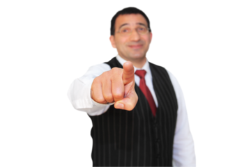 Gesture series: manager points with index finger