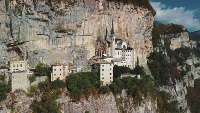 Madonna della corona monastery in Italy, dolomites.