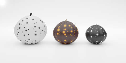 Halloween. 3d render. 3d objects. Pumpkins set for the Halloween holiday.