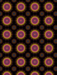 Fototapeta na wymiar double seamless fuchsia and yellow sunrise flower pattern background design vector