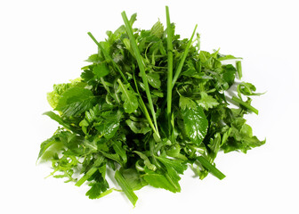 Fresh green Herb Salad - Isolated on white Background